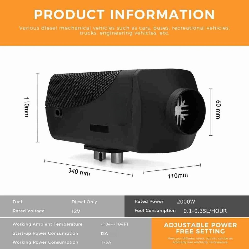 Sunster 2KW  Air Diesel Heater 12V Universal Car Parking Heater Autonomy With Remote LCD Monitor Voice Broadcast for Mot