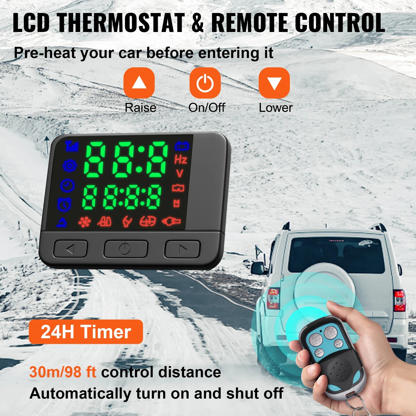 SucceBuy 2KW Diesel Air Heater 12V Diesel heater Parking heater with Silencer Car Heater with LCD switch for Car Bus RV Truck