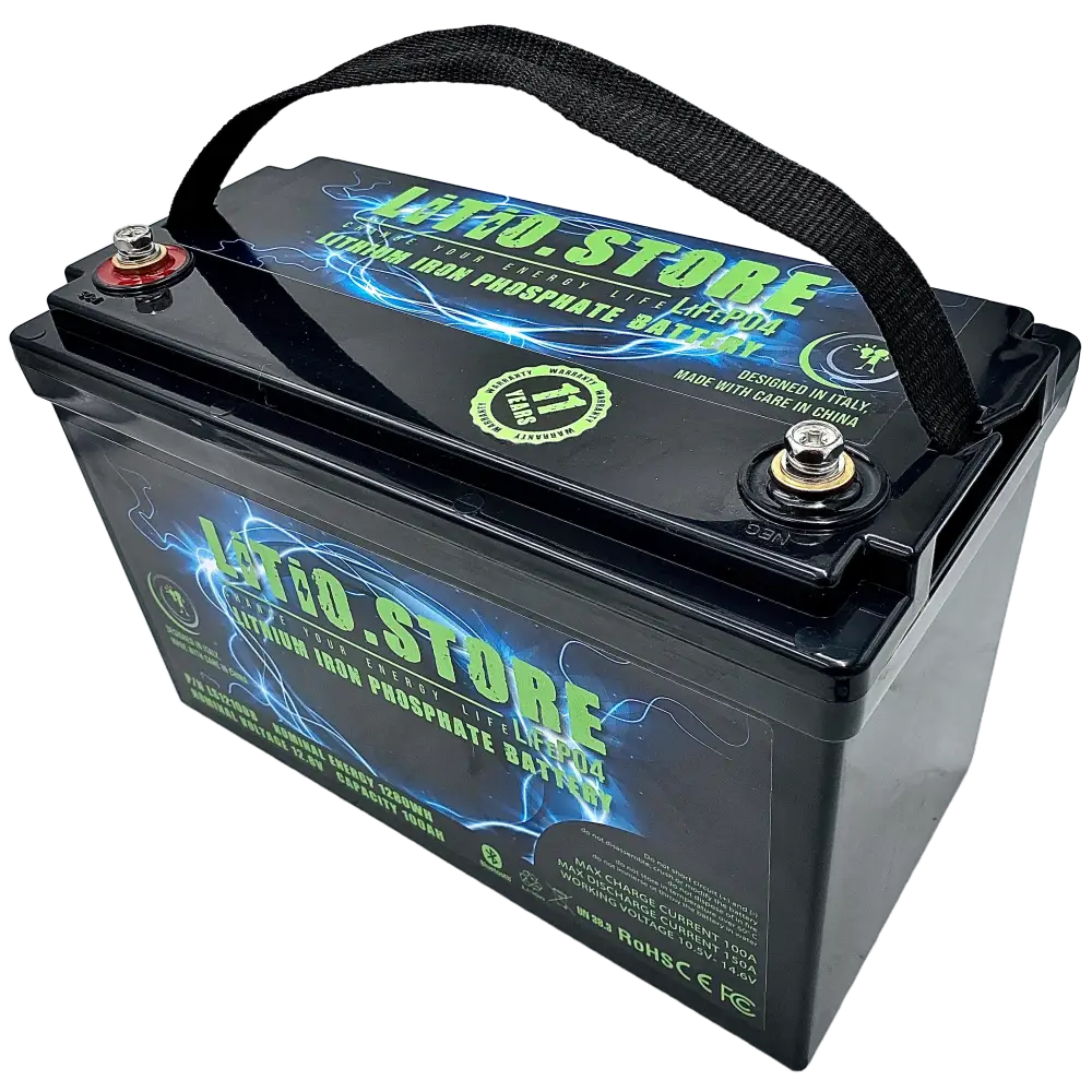Batteria LiFePO4 12V 100Ah Bluetooth Litio Store LFP 150A BMS 1280Wh 11484 - LiFePO4 Battery