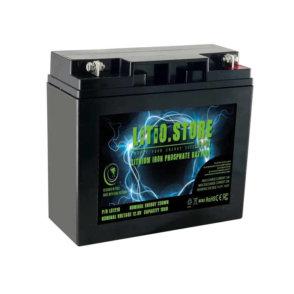 Batteria LiFePO4 12V 18Ah litio-ferro-fosfato 20A BMS 230Wh - LiFePO4 Battery