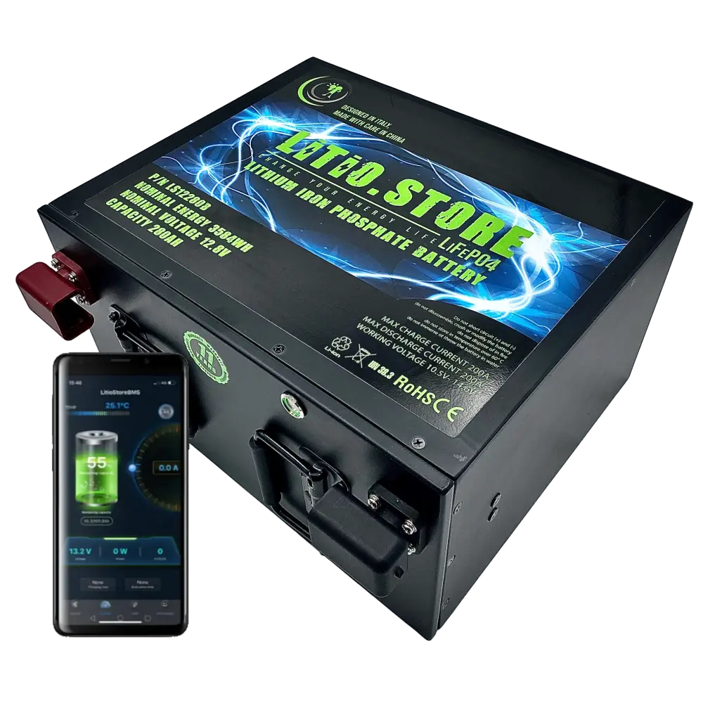 Batteria LiFePO4 12V 280Ah Sottosedile Bluetooth Litio Store LFP 200A BMS 3584Wh 11487 - LiFePO4 Battery