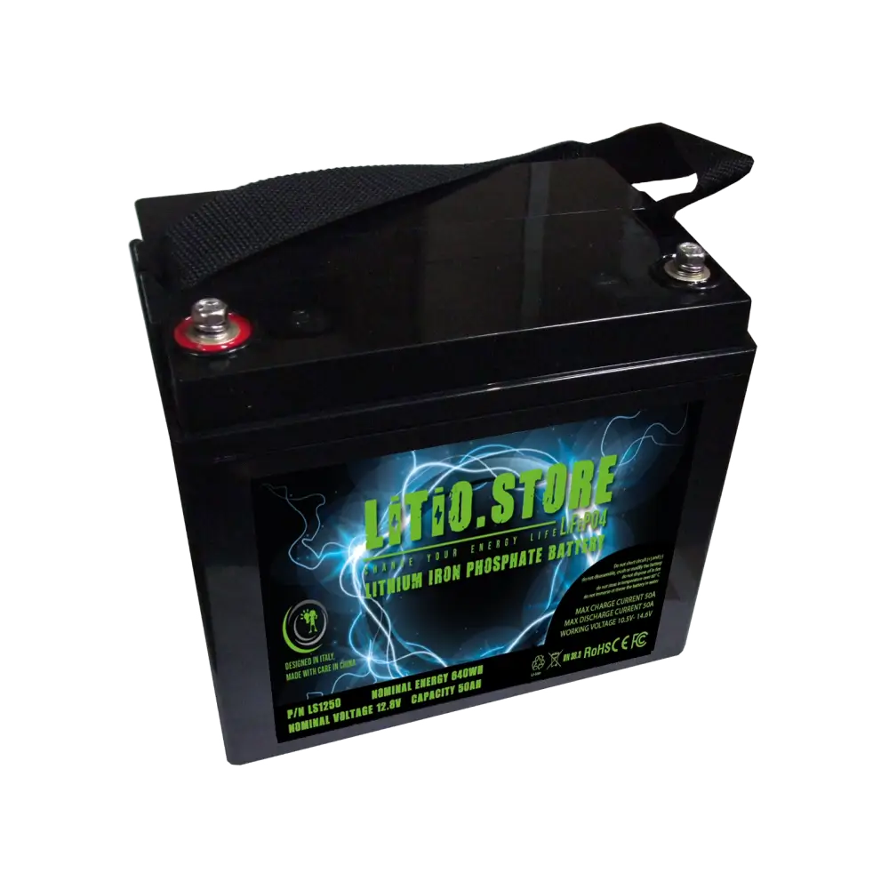 Batteria LiFePO4 12V 50Ah litio-ferro-fosfato 50A BMS 640Wh 11475 - LiFePO4 Battery