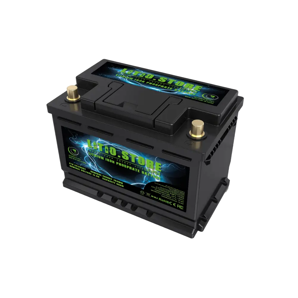Batteria LiFePO4 12V 55Ah CCA 1500A Avviamento litio-ferro-fosfato Pb-125Ah BMS attivo 704Wh 15.6V -20°C Serie Starter