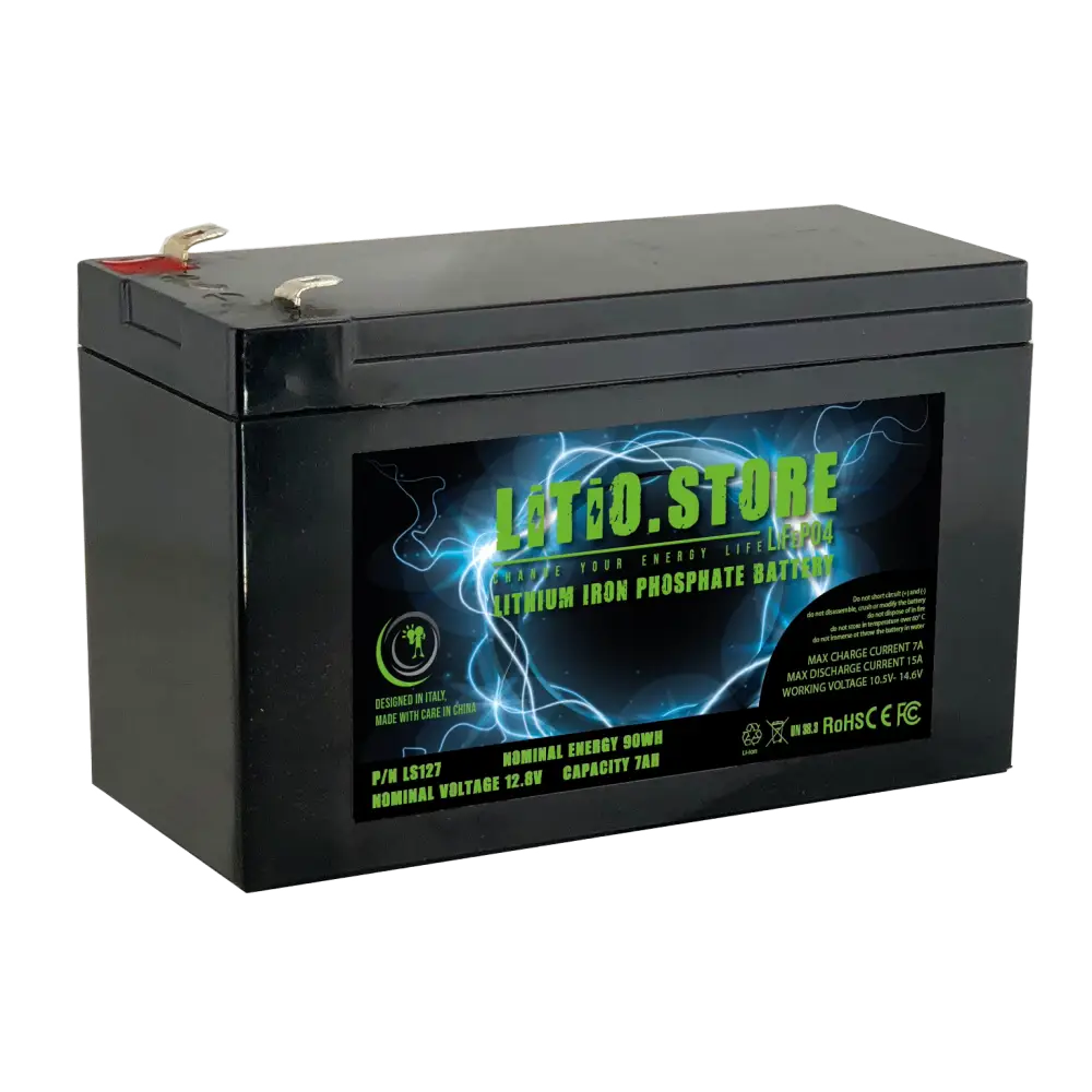 Batteria LiFePO4 12V 7Ah litio-ferro-fosfato 7A BMS 90Wh - LiFePO4 Battery