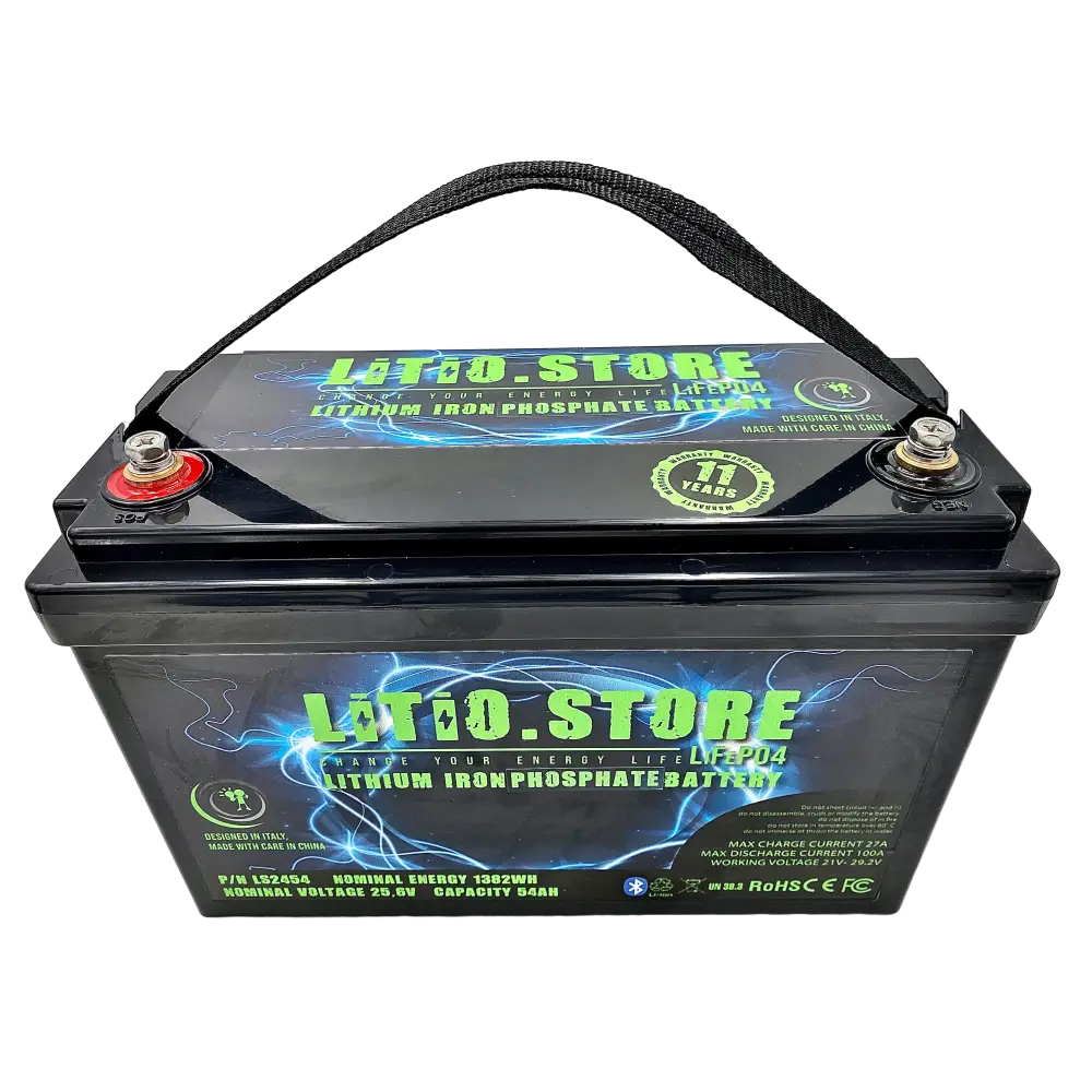 Batteria LiFePO4 24V 50Ah Bluetooth Litio Store LFP 100A BMS 1280Wh 11489 - LiFePO4 Battery