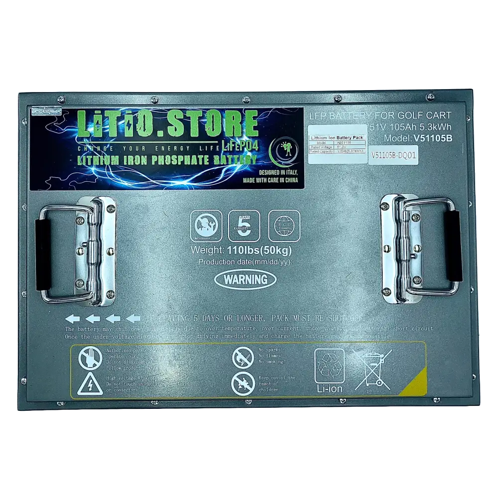 Batteria LiFePO4 48V 105Ah litio-ferro-fosfato 200A BMS 5376Wh per Golf Car Barche Litio Store Serie PRO