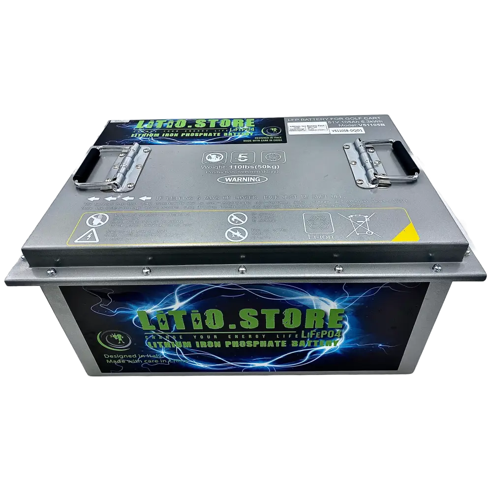 Batteria LiFePO4 48V 105Ah litio-ferro-fosfato 200A BMS 5376Wh per Golf Car Barche Litio Store Serie PRO