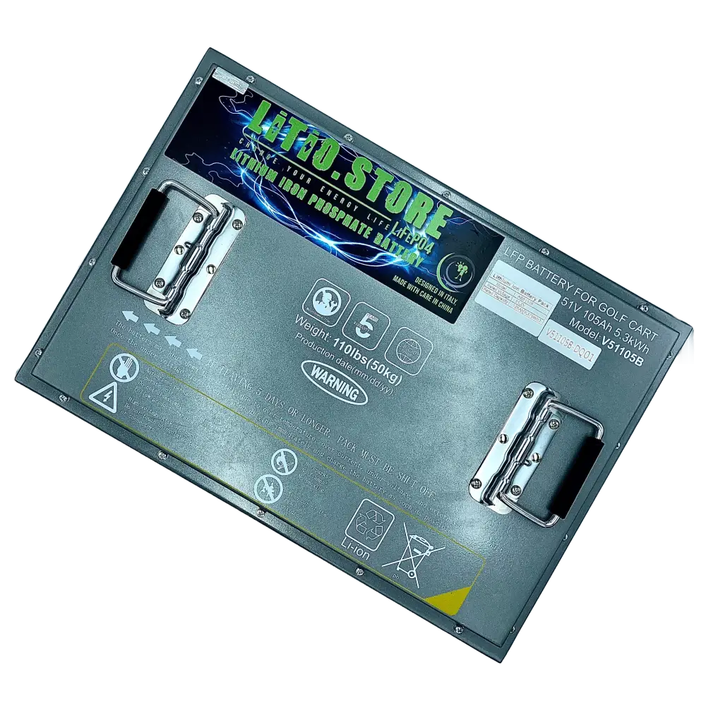 Batteria LiFePO4 48V 105Ah litio-ferro-fosfato 200A BMS 5376Wh per Golf Car Barche Litio Store Serie PRO