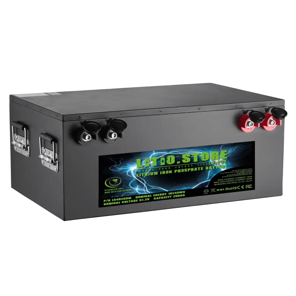 Batteria LiFePO4 48V 200Ah litio-ferro-fosfato 200A BMS 10240Wh 10kWh per Barche - Golf Cars - Litio Store Serie PRO
